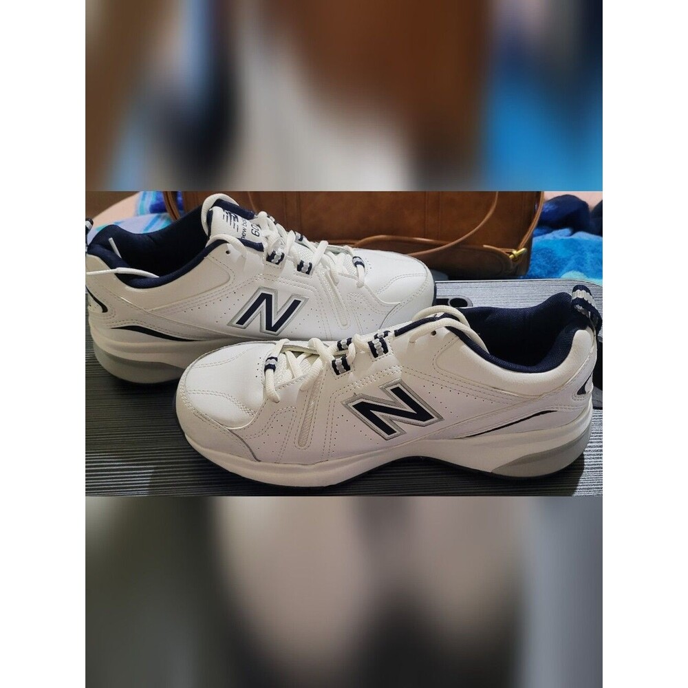 New Balance 608 Men's White & Navy Supportive Walking Sneakers